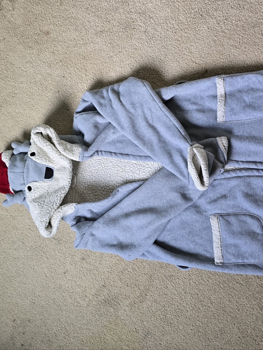 Blue Cozy Hooded Kids Pajamas with Sherpa Lining